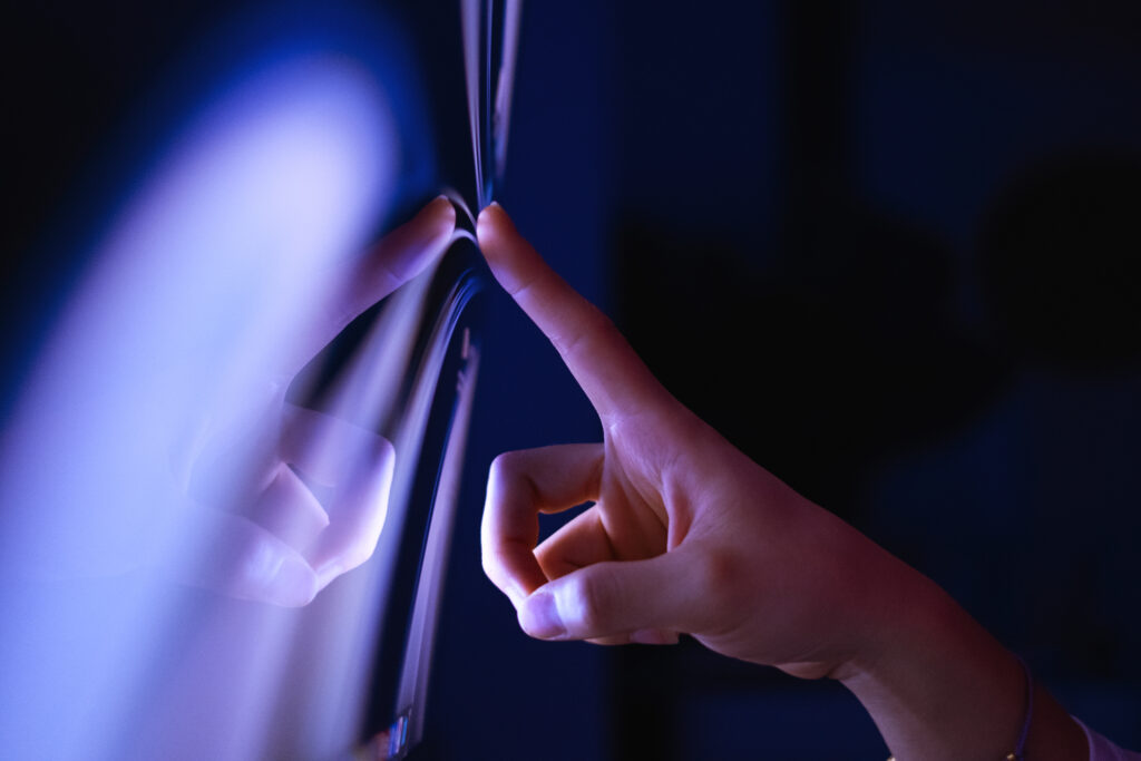 Close-up of clicking on computer screen